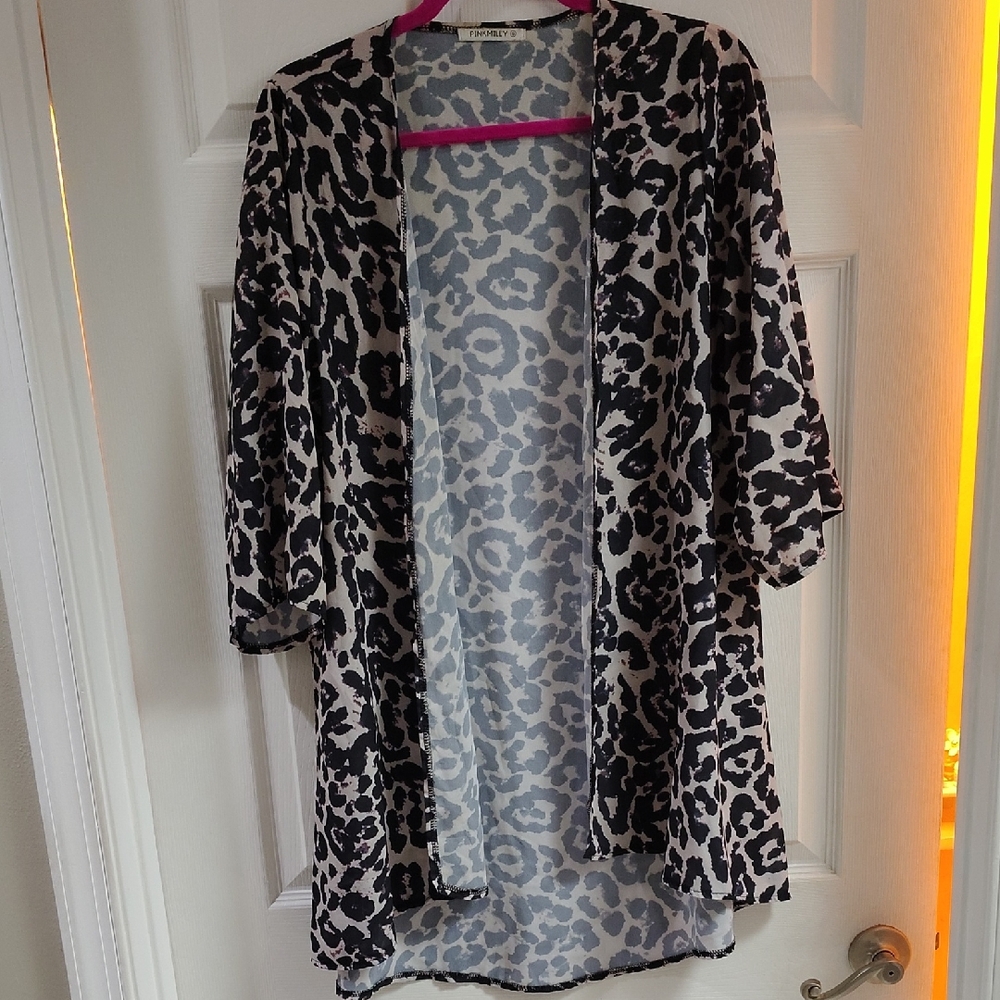 Leopard Print Open Front Cardigan
